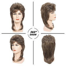 Mullet Wig for Men Joe Dirt Emo Wig 80s 90s Costumes Fancy Party Accessory Cospl