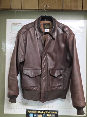 Vintage Avirex Leather Jacket A-2 Goatskin US Army Air Force Size