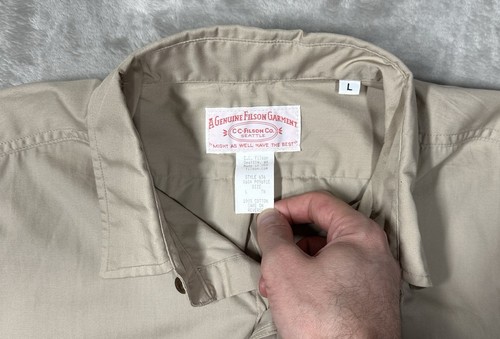 Vintage C.C. Filson Fly Fishing Shirt 656 Men’s Large Khaki Outdoors Made In USA - Picture 3 of 7