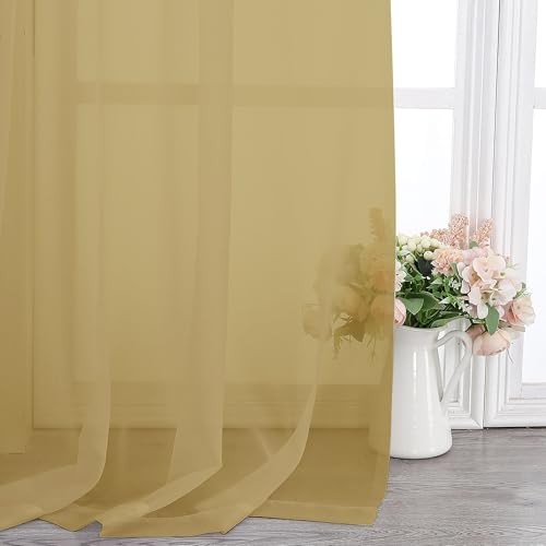 Cortinas Transparentes 90 Pulgadas Largo 2 Paneles, Luz 42"W x 90"L (Pack de 2) Dorado - Imagen 7 de 7