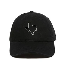 Texas Map Outline Baseball Cap Embroidered Cotton Adjustable Dad Hat