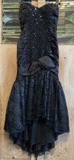 Vtg ZUM ZUM Strapless Dress Mermaid Lace Sequin Beaded Satin Formal Prom - AS IS