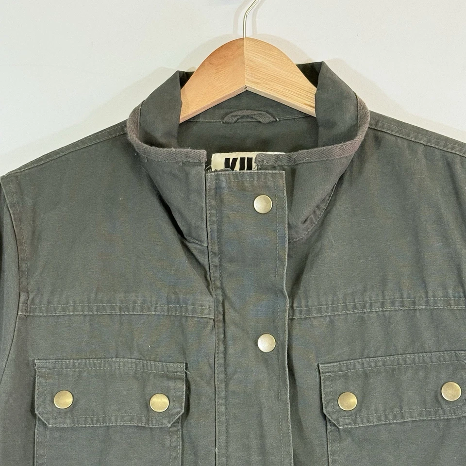 Kut From The Kloth Womens XL Olive Green Canvas Military Utility Jacket Coat - Image 3 of 4