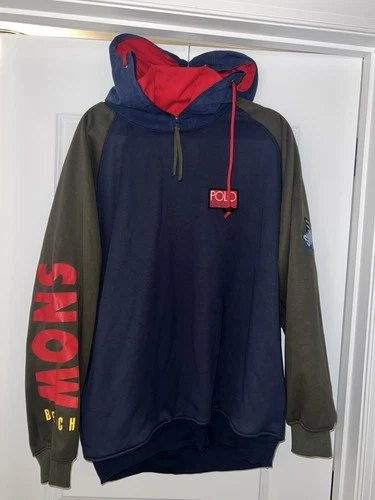 VTG Polo Ralph Lauren Snow Beach Hoodie CUSTOM  XL  stadium bear sport 1992 ski - product listing photo