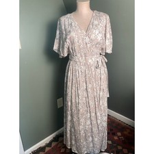 ABLE Wheat and White Floral Wrap Dress. Size Med. Great condition.