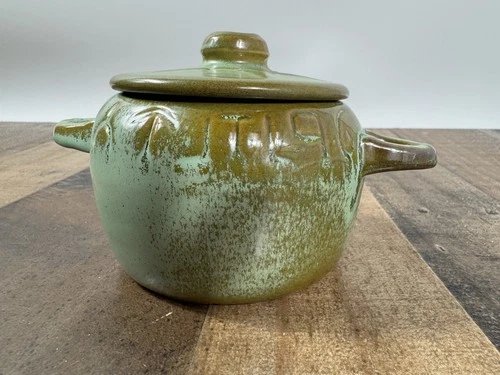 Vintage -Frankoma Pottery -Prairie Green - "946" Cattle Brands Baker w/ Lid