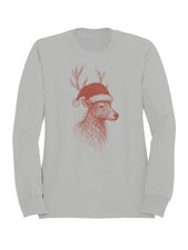 Festive Reindeer in Santa Hat Men's Sweatshirt