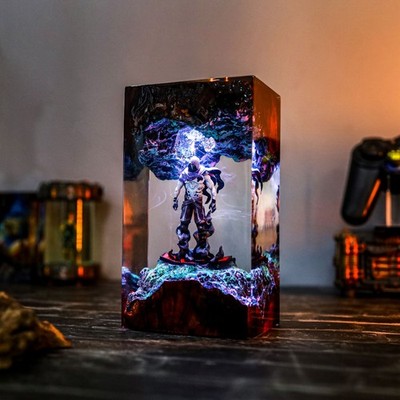 Omen Valorant Epoxy Resin Desk Lamp | Handmade Gaming Light Anime Collectible