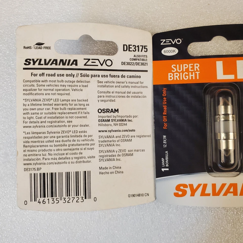 SYLVANIA - DE3175 31mm ZEVO LED For Map, Dome, Trunk, Cargo and License Plate - Image 2 of 4