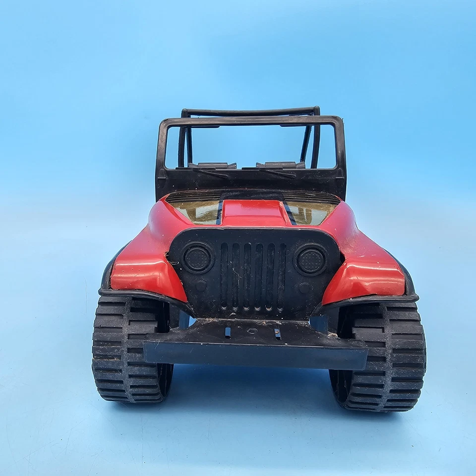 TONKA Vtg 70's USA Pressed Steel Metal Red Dune Buggy 4x4 Jeep w/ trailer - Image 3 of 4