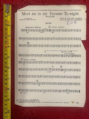 Sheet Music ''Meet Me In My Dreams To-Night''  Bass REF00062