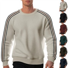 Herren Streifen Pullover Rundhals Pullover La...