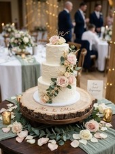 Personalised Wooden Small Cake Stand - Hand Painted Log Slice