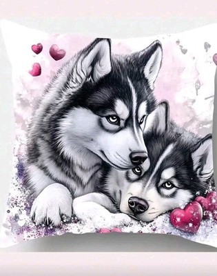 Husky Love Kissenbezüge Deko Dekokissen Husky Hund Welpen