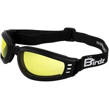Birdz Eyewear Cardinal Padded Black Goggles Black Folding Frame + Yellow Lenses