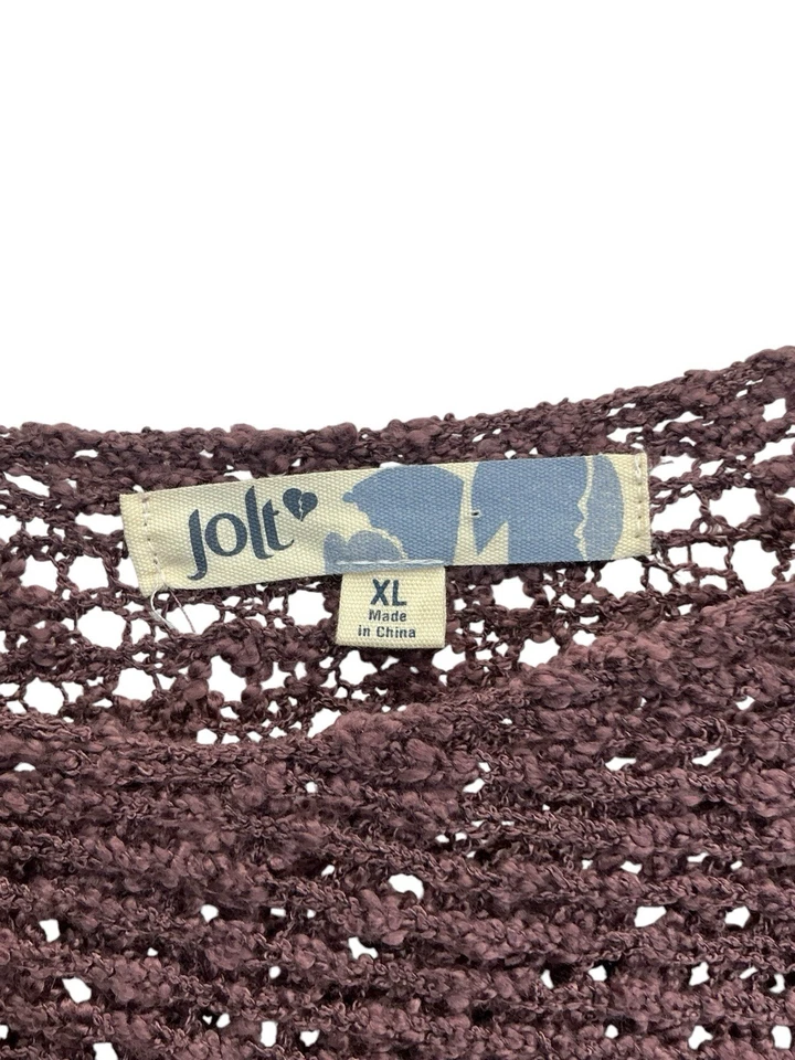 Jolt毛衣女式XL紫色船领柔软舒适针织蝴蝶结袖 — 第 3/4 张图片