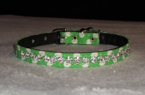 1 fila de cuello de perro joya de cristal 3/8" wd de diseñador mascota pequeña ¡LINDO lunares bling! - Imagen 9 de 9