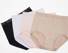 Breezies Women's Set of 4 Nylon Microfiber Brief Panty Solid Basic Small Size