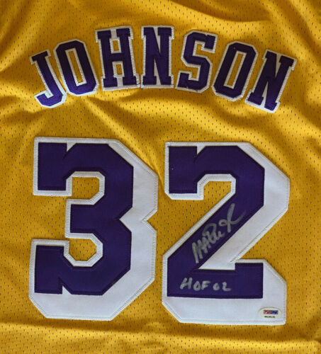 Magic Johnson SIGNED Adidas Hardwood Classics Lakers Jersey PSA/DNA AUTOGRAPHED - Picture 3 of 6