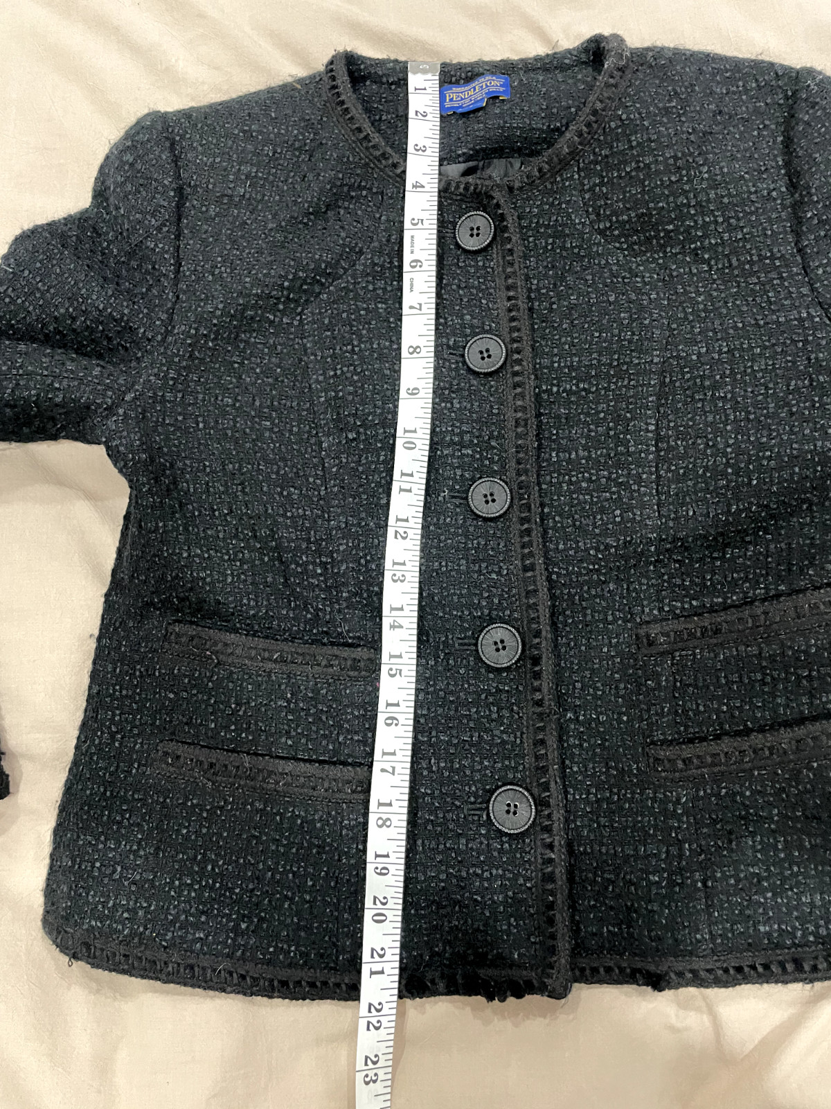 Pendleton Womens 6 Jacket Collarless Textured Bla… - image 7