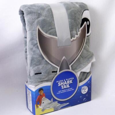 Shark Tail Plush & Playful Gray Grey White Silver Foil Polyester 22.5''x55'' New