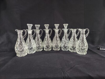 Vintage Anchor Hocking Star of David Decanter Lot ~ Set Of 8, 3 Without Stoppers