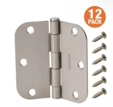 NEW (12-Pack) Everbilt Door Hinge Satin Nickel 5/8" Radius x 3-1/2" w/ Hardware