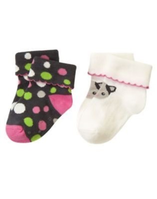 GYMBOREE VENICE SWEETIE CAT 2-PAIR OF GIRLS SOCK 0 3 6 12 nwt