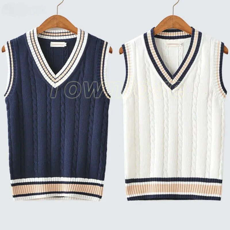 Sweater Vest Men Thicken V-neck Sleeveless Knitted Sweaters