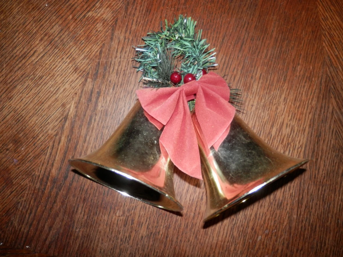 VINTAGE LARGE GOLD BELLS CHRISTMAS DECORATIONS 4" TALL | eBay