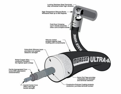 Moroso 73712 Ultra 40 Black Race Spark Plug Wires for Big Block