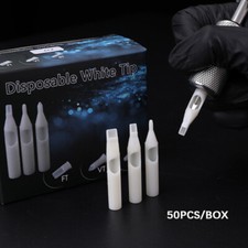 50Pcs White Sterile Disposable Tattoo Machine Nozzle Needle Tube Tips RT FT DT