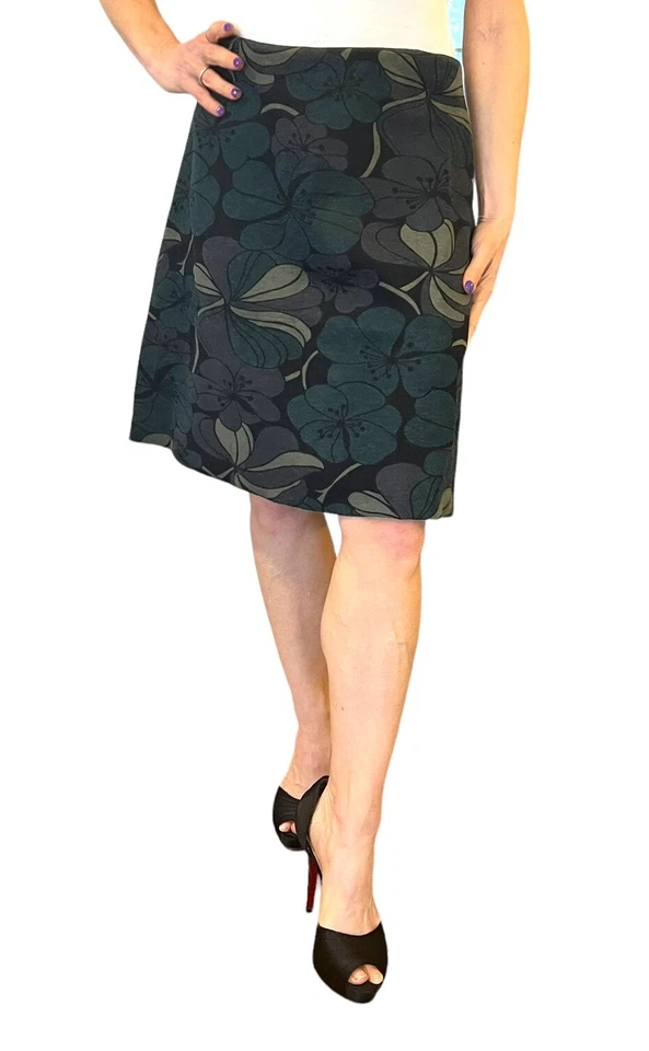 MARNI MADE IN ITALY GREEN MULTI EARTH TONES FLORAL FLARE MINI SKIRT 42 M - Image 4 of 4