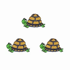 Turtle Patches (3-Pack) Cute Little Tortoise Embroidered Iron on Patch Appliques