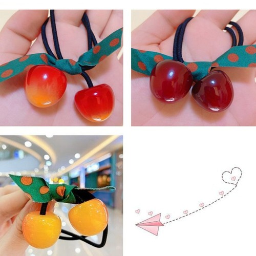 Corbatas elásticas para el cabello con bobbles de cereza | Accesorios para peinado para mujeres niños #1238 - Imagen 7 de 8