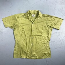 1960s Arrow Green Short Sleeve Button Down Shirt Rockabilly Sanforized Dacron