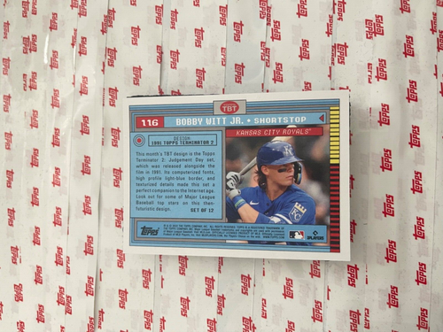 2022 Topps Throwback Thursday BOBBY WITT JR. ~ 1991 Terminator 2 Royals RC #116 - 第 2/2 張圖片
