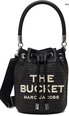 NWT Marc Jacobs Black The Bucket Bag Woven w/Leather Trim | eBay