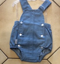 Azul Blue Shortie Romper by Spanish Brand Babidu 6-9 & 9-12 month- soft dungaree
