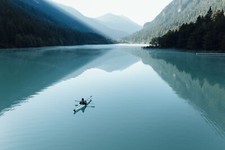 Landscape nature photography lake mountains forest Custom Gaming Mat Desk