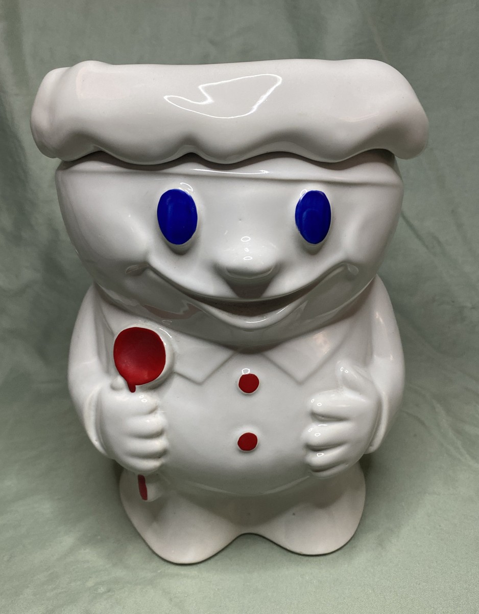 McCOY Pillsbury Poppin Fresh Dough Boy Cookie Jar 1970S w/apron