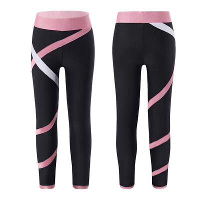 FEESHOW Mädchen Sport Leggings Lange Sporthose Fitnesshose Stretch Training Hose