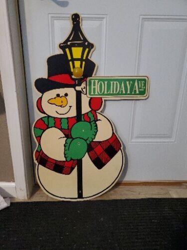 Vintage Impact Plastics Plastic Snow Man Holiday Ave Yard Art With Stake 90s - Picture 1 of 5
