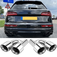 2X For Audi Q5 SQ5 2.5" Inlet 4" Outlet Double Wall Stainless Dual Exhaust Tips