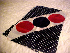 VTG  ECHO  Rectangle Scarf  RED, WHITE, BLUE w LG  SM POLKA DOTS  44" x 15"