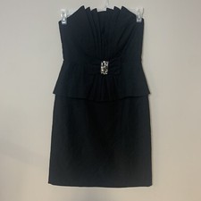 Eliza J New York Black Strapless Formal Dress Prom Pleated Bow Detail Womens 4