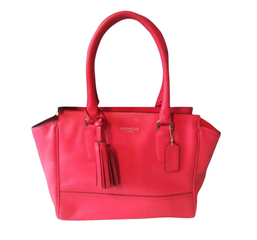 バッグ Coach Legacy Red Leather Tote 10738 Coach Legacy Washed Red Satchel/Tote With Tassel and Zip Top