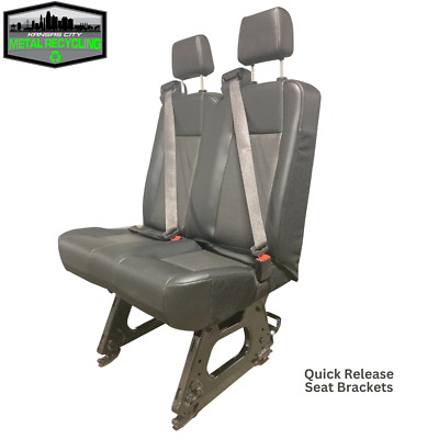 2015-2025 Ford Transit Van 36 2 Person Seat Black Vinyl with Track Brackets