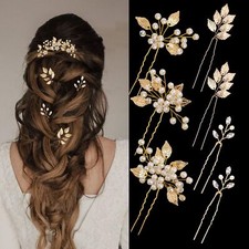 7 Pieces Gold Hair Accessories for Women Wedding Hair Pieces for Brides Pearl...