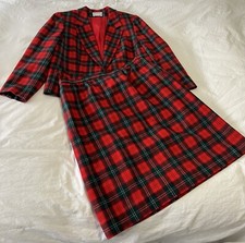 Pendleton  Women SZ 40 XL  VTG Blazer Skirt Suit  Lennox Tartan Wool Red